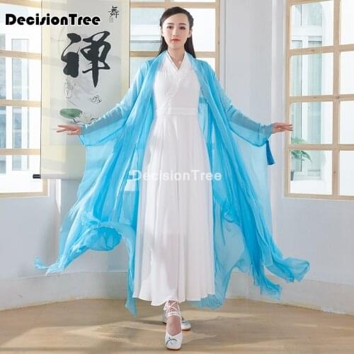 2021 womens hanfu coat costume traditional chinese fairy costumes chiffon hanfu cloak princess stage performance clothing