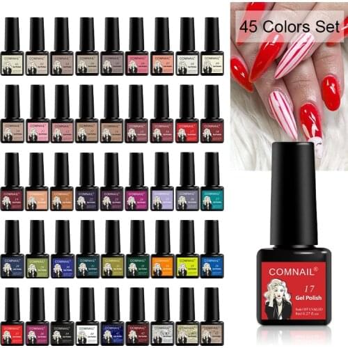 45Pcs Set Gel Nail Polish for Manicure Soak Off Semi Permanent UV LED Gel Nail Lacquer Need Base Top Coat Cured By Nail Lamp