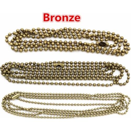 5pcs 1.5mm 2mm 2.4mm Bronze Plated Ball Beads Chain Necklace Bead Connector 65cm(25.5 inch)