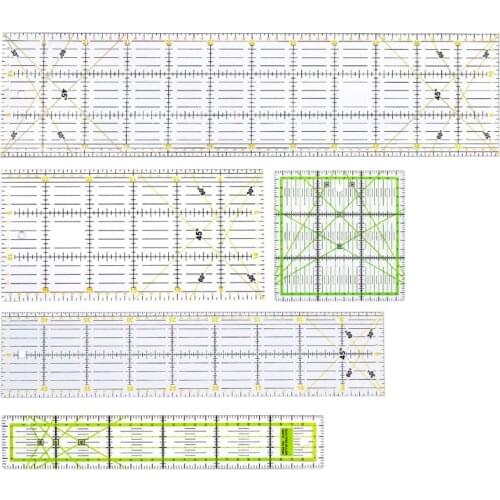 5pcs/set Rectangle Patchwork Quilting Drawing Straight Rulers Sewing Tailor Craft Tools