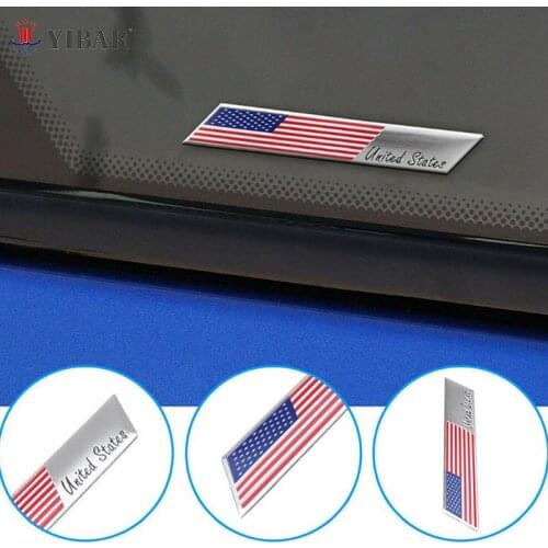 Aluminium Alloy USA The United States American Flag Sticker Logo Car Auto Sport Badge Chrome Emblem Decals Car Styling