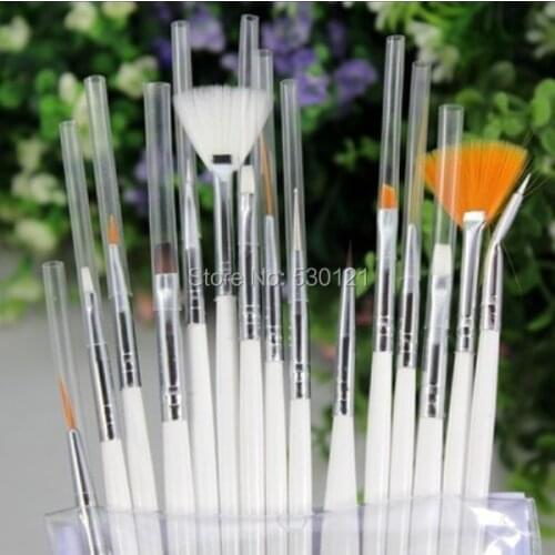 Free Shipping 15pcs White Professional Acrylic Nail Brush Set 15Kinds Nail Art Pen to Draw Nail Pattern on Nail