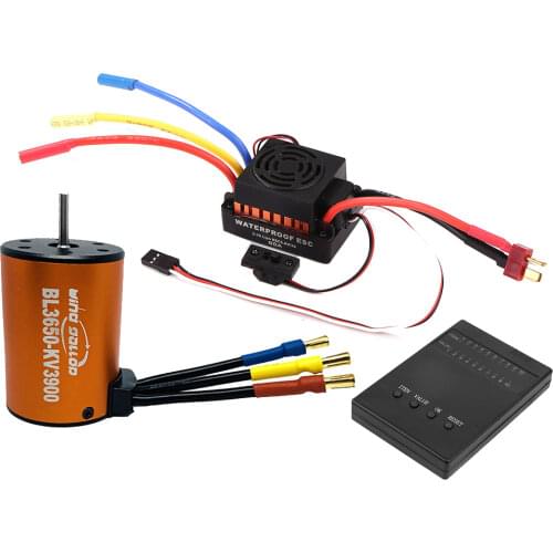 Impermeable 3650 3900KV 4 poles Sensorless Brushless Motor with 60A Electronic Speed Controller Combo Set for 1/10 RC Car