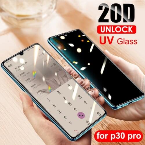 BoeYink 20D AntiSpy UV Full Glue Liquid Tempered Glass for Huawei P30 Pro Screen Protector for Huawei Mate 20 Pro Privacy Film