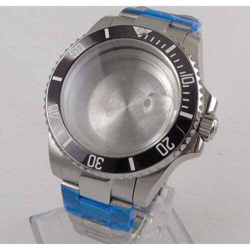 Fit NH35/NH36 High Quality 40mm Watch Case Sapphire Glass With Magnifier + Watch Strap Rotating Bezel