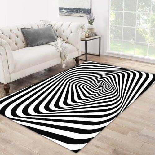 Black and white color line patterned modern carpet rug free shipping soft textured carpet