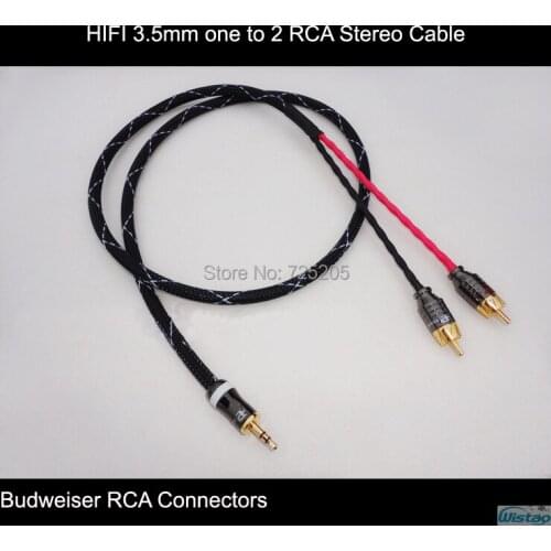 HIFI 3.5mm to 2 RCA Stereo Cable Budweiser RCA Canare Professional Broadcast Audio-cable Manual 0.5m 1m 1.5m DIY Free Shipping