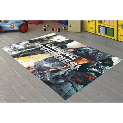 Gaming Never Dies Patterned Carpet ,Non Slip Floor Carpet,Teens Carpet,Turkish Rug
