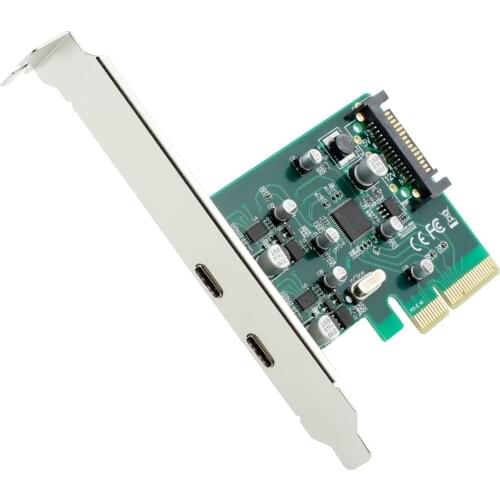 2 ports USB-C USB 3.1 Type-C PCI express Card + PCIe low profile bracket pci-e 4x to usb3.1 Type C adapter SuperSpeed 10Gbps