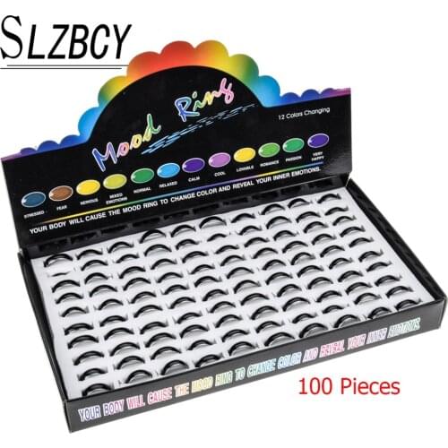 100 pcs/lot Temperature Change Emotion Feeling Mood Rings Set For Women Men Mixed Size Round Finger Ring Jewelry Drop Shipping