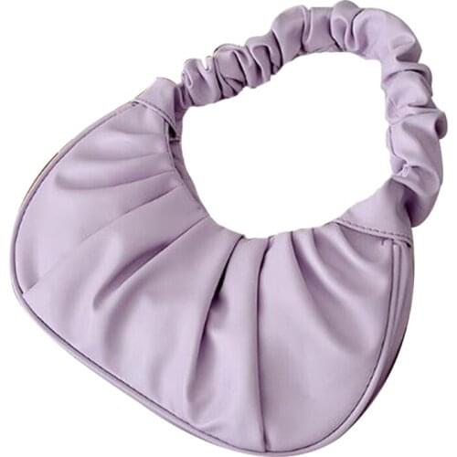 Summer Pleated Handbags Women Underarm Bag Vintage Design PU Leather Ladies Small Shoulder Bags Female Tote Purse