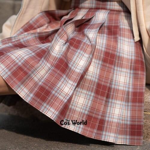 [Jin Yu Ji] Japanese Girls Summer High Waist Pleated Plaid Skirts For JK School Uniform Students Cloths