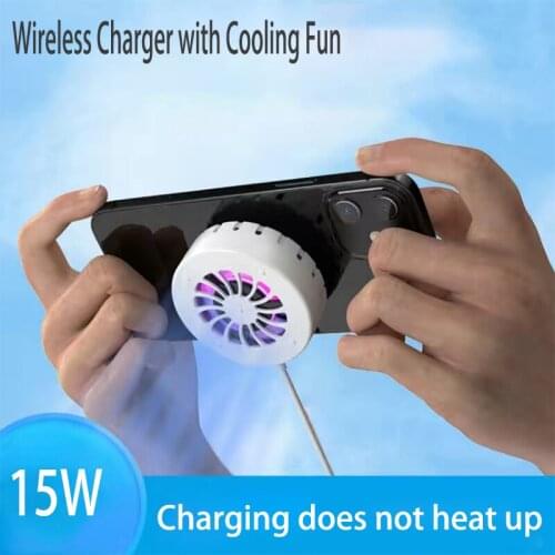 Magnetic Wireless Charger with Cooling Fan for iPhone 12 Mini Pro Max SE 11 XS Max XR X 8 Plus, Samsung Galaxy, Xiaomi, Huawei