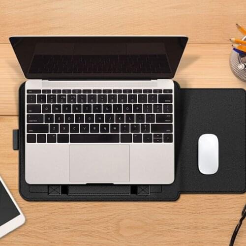 H7JF Multi-function for Laptop Tablets Slim Stand Protective Cover Shell Handbag Shock Resistant Bag with Mouse Pad 11-15.6in