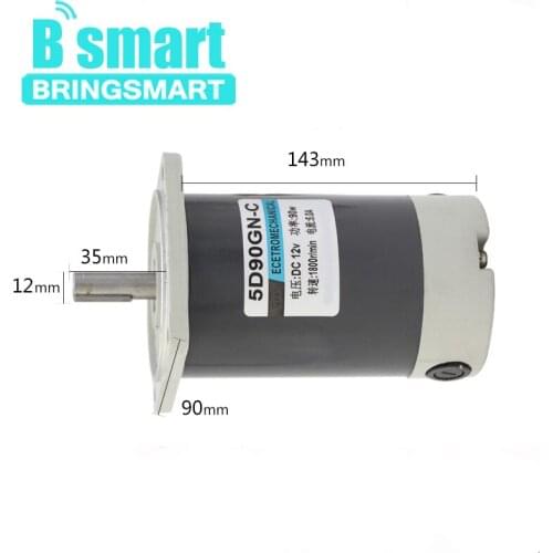 Bringsmart 90W DC Gear motor 12V High Speed DC Motor 1800rpm/3000rpm Low Noise Adjustable Speed Motor