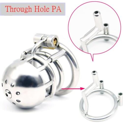 New Design 316L Stainless Steel Male Through Hole PA Chastity Device,Penis Ring,Cock Cage,Penis Plug,Adult Sex Toys For Men