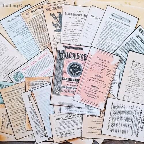 32Pcs Vintage Old Newspaper English Background Decorative Paper Stickers Junk Journal Planner Stickers Scrapbooking DIY Craft