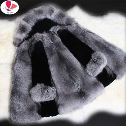 2020 New Faux Fur Coat Luxury Fuffly Fox Fur Overcoat Womens Winter Warm Coat Long Sleeve Hoodies Hairy Outerwear Luxury