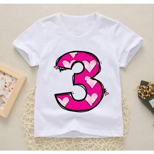2021 New Baby Digital Clothes Number 1-9 Letter Print BoysGirls T shirt Kids Happy Birthday Gift Funny Print Cartoon T-shirt