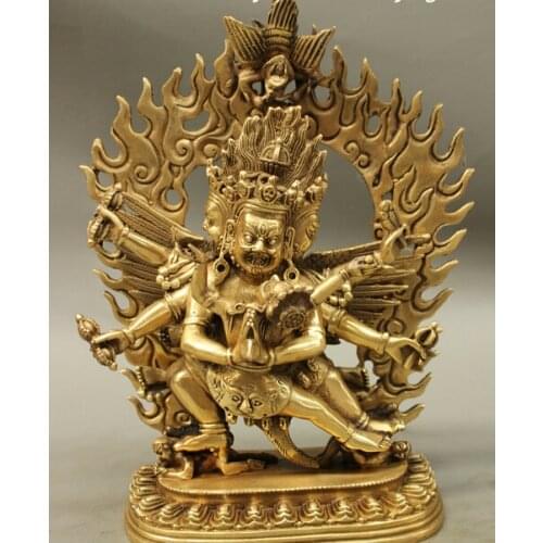 Wholesale factory 10" Tibet Brass Buddhism Mahakala Wrathful Heruka Vajrakilaya Buddha Statue