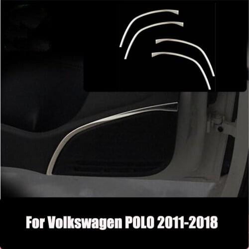 Fit For Volkswagen Polo 2015-2018 Car Styling Stainless Steel Door Speaker Strip Decorative Sricker 4pcs/set