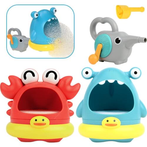 Outdoor Blowing Bubble Cute Cartoon Shark And Crab Swimming Bathtub Soap Machine Toy For Children Baby Bathing Funny Toys