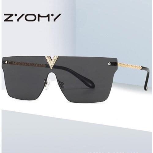 Q Brand Designer Eyewear Square Frameless Goggles Glasses Personal Big Frame Sun Glass Female Unisex Очки Солнцезащитные Uv400