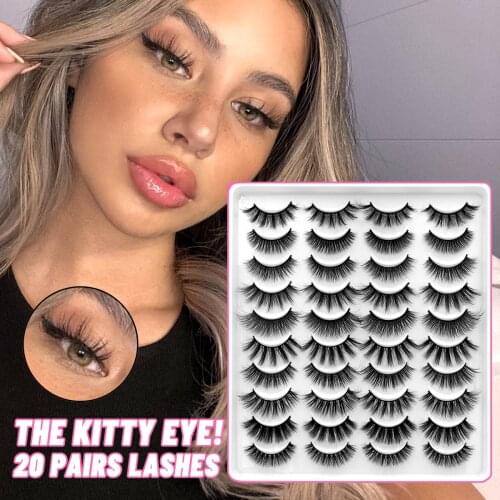 GROINNEYA 3D Faux Mink Lashes Natural False Eyelashes Dramatic Fluffy Soft Wispy Volume Cross Reusable Eyelash MaKeup Tools