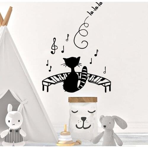 Luxuriant Music Cat Wall Sticker Pvc Removable Living Room Children Room Decal Mural