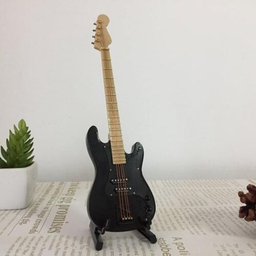 Handmade Rock Wooden Electric Bass for 1/6 Action Figures Accessory