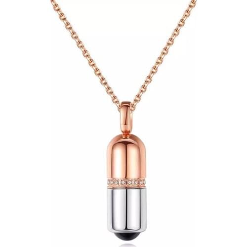 925 Sterling Silver Chain Pendants Necklace Zircon Look Like Capsule Slide Zircon Delicate Jewelry Memories Full Of Love Lover