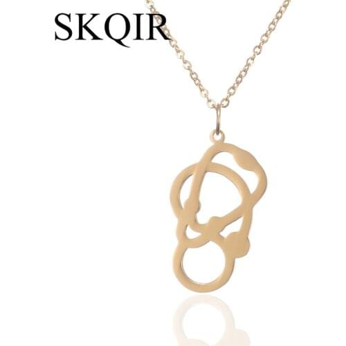SKQIR Unique Shape Stethoscope Necklaces Gold Color Stainless Steel Chain Necklace Geometrical Medical Jewelry for Nurse Doctor