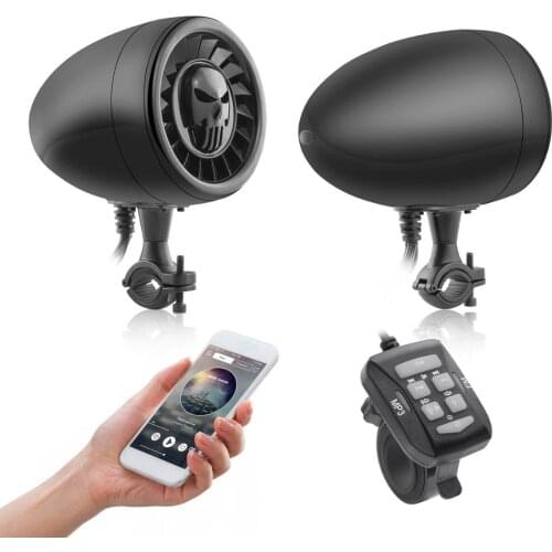 High Performance 5 Inches Waterproof ATV/UTV/RZR Motorcycle Bluetooth Speaker Heavy Duty Bass Boat Audio System AUX MP3