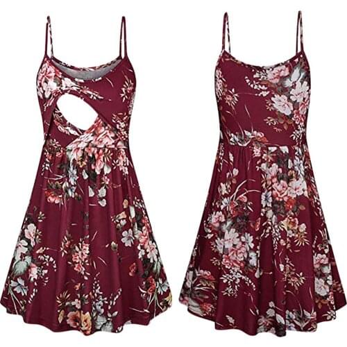 Women Flower Pregnant Dress Tunic Breastfeeding Summer Maternity Dress Breast-feeding Nursing Clothes Lady Nightwear Dress