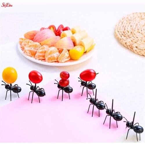 12Pcs/set Mini Ant Fruits Fork Cake Dessert Fruit Snack Holder For Bar Party Home Kitchen Party Multi-functional Tableware 8Z