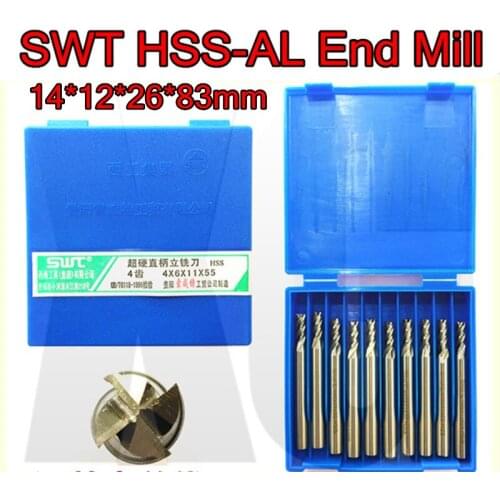 14*12*26*83mm 5pcs/set 12mm petiole 4F SWT HSS-AL past central hole End Mill Machining steel Free shipping