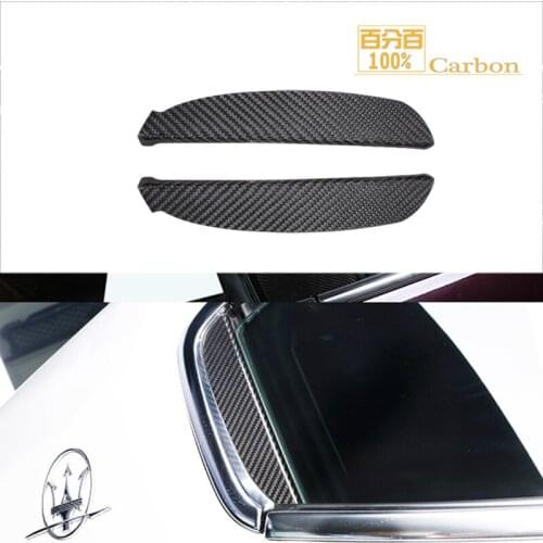 2Pcs Car Exterior Accessories Real Dry Carbon Fiber Outer C Pillar Cover Trim For Maserati Ghibli 2013-2017