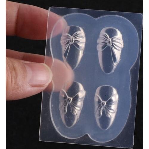 3D Butterfly Bow Silicone Mold Nail Carving Stamping Stencils Gel Soft Acrylic Mould French Manicure Nail Template Mould