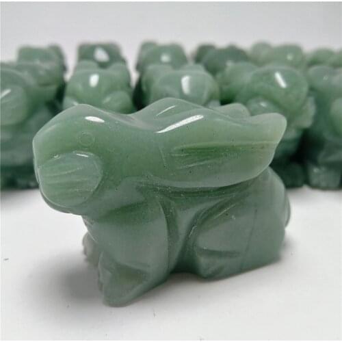 50MM Natural Crystal Stone Rabbit Hand Carved Statue Green Aventurine Gemstones Specimen Chakra Gift For Home Decoration