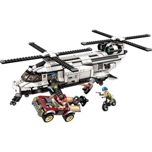 648PCS Enlightenment Building Blocks 3208 Military Armed Helicopter Sky Curtain Surprise Operation Assembling Model Boy Toy Gift