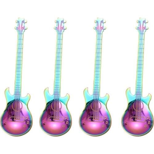 7PCS/4PCS stainless steel guitar Beth music Coffee Spoons Tea Stirring Spoons Sugar Ice Cream Mug Dessert Spoon Drink Tableware