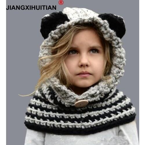 8 style 1-7 Y Baby Girls Balaclava Winter Hats Handmade Kids Hats Wrap Fox Scarf Caps Cute Autumn Children Wool Knitted Hats