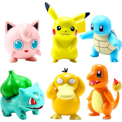 6Pcs/Set Pokemon Anime Figure Toys Pikachu PVC Cake Car Decoration Ornaments Action Figure for Children Birthday Toy Gifts