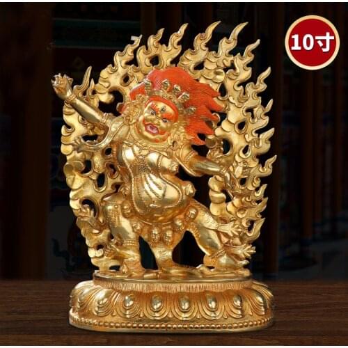 Asia Buddhism home temple altar Worship Wrath Guru Rinpoche Drakpo Buddha brass gilding statue bless Safety Health good luck