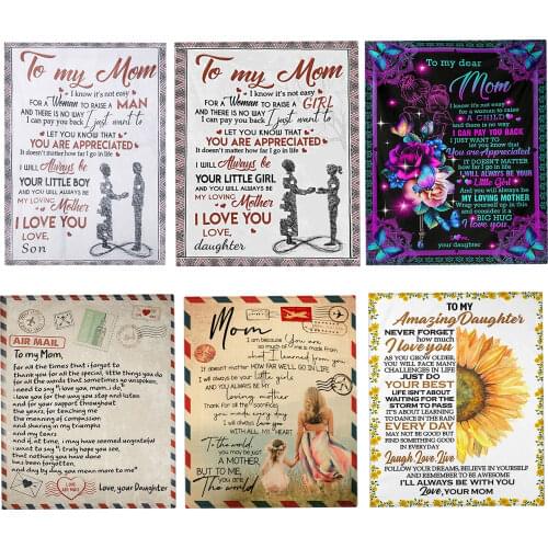 Flannel Blanket to My Mom - Soft Digital Love Letter Printed Throw Quilt Envelope Blanket for Couch Sofa Bed Mothers Day Gifts