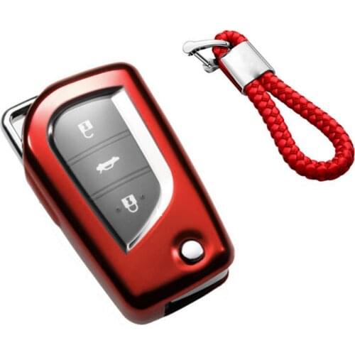 For Toyota Camry CHR RAV4 Corolla Hatchback Sedan 1pc Flip Car Key Fob Cover Chain Ring Case DIY Parts Moulding