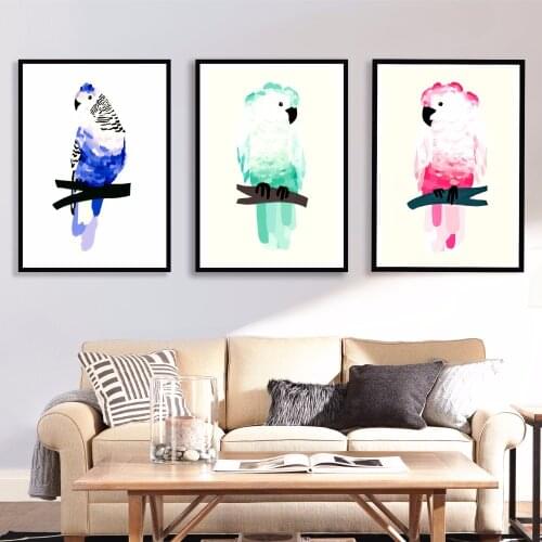 Watercolor Parrot Artwork Canvas Art Print Painting Poster Wall Pictures For Kids Room Home Decorative Bedroom Decor No Frame