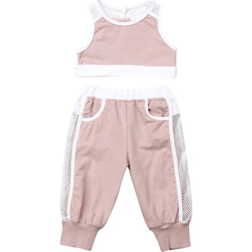 Newborn Kids Sportwear Sunsuit Set 2Pcs Baby Girl Cotton Vest Tops Long Pants 2Pcs Toddler Outfits Clothes Summer Clothing Sets