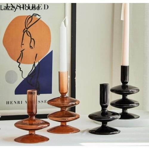 Lazzy house Decorative Glass Candlesticks