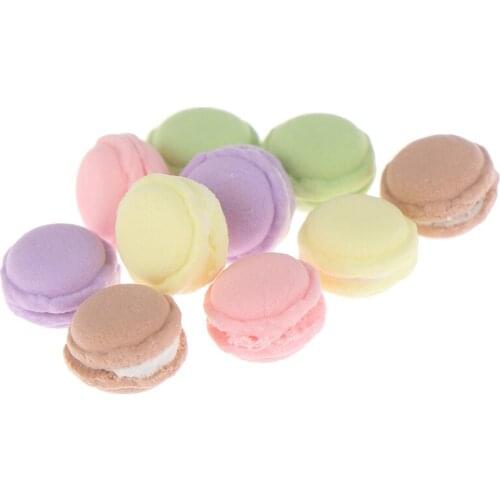 1/12 Scale 10 pcs Dollhouse Miniature Kitchen Food Dessert Tea Time Snack French Macaroon Toys